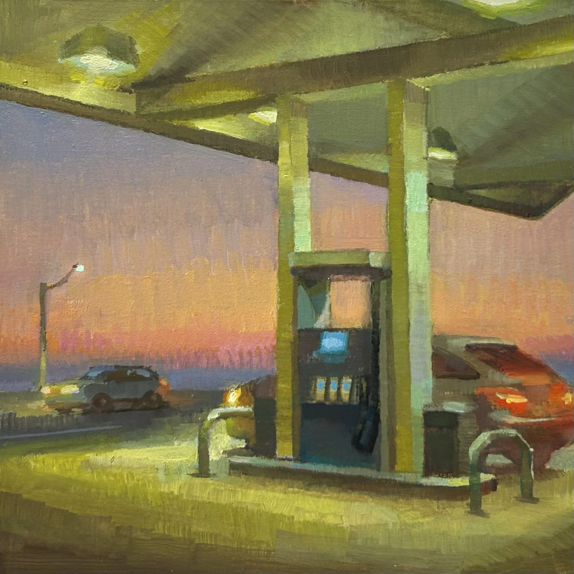 Pacific Coast Gas, 8x8", Oil on panel
