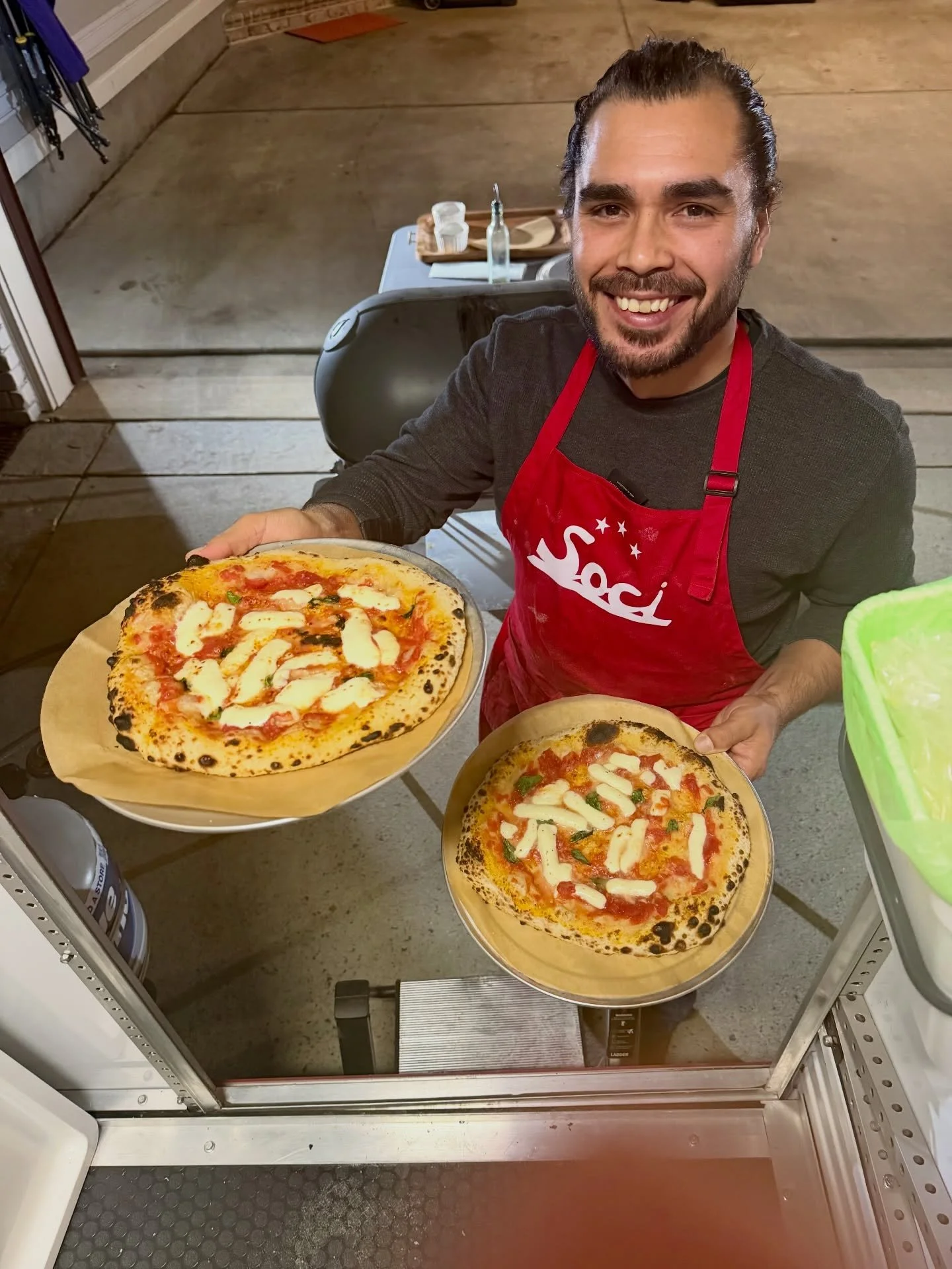 Meet Ajad 🍕
A true maestro of Neapolitan pizza.

Ajad grew up in Italy with a family history of cooking that spans generations. His skill, kind smile, and genuine demeanor have been a wonderful addition to the Soci Pizza team and a joy to have at ev