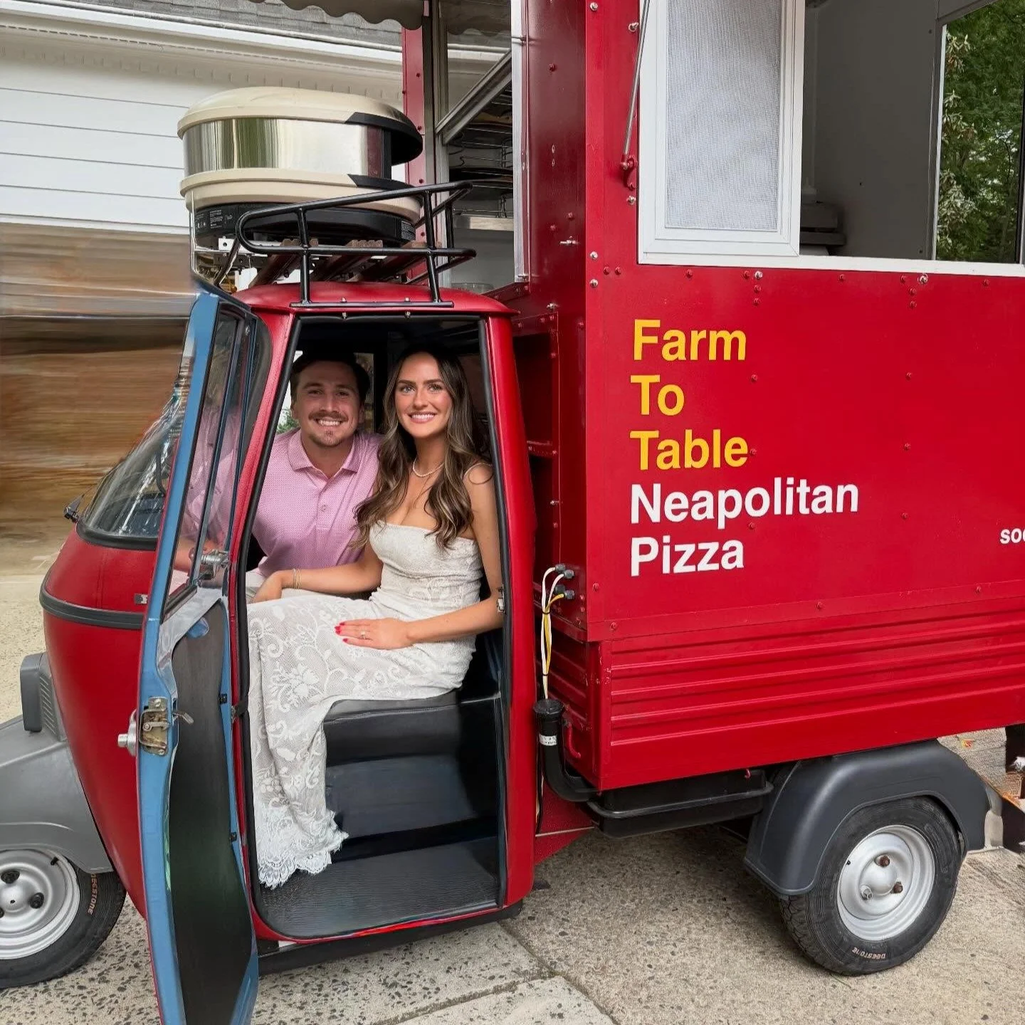 Congratulations to Jimmy and Quinn on your engagement! 💍 We had a blast bringing our Neapolitan pizza to you on your special day! ❤️ #pizzawedding #pizzatruck #raleigh #pizzacatering