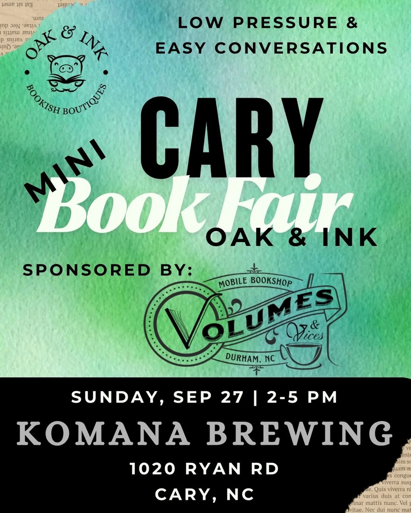 Oak & Ink Book Fair at Komana Brewing