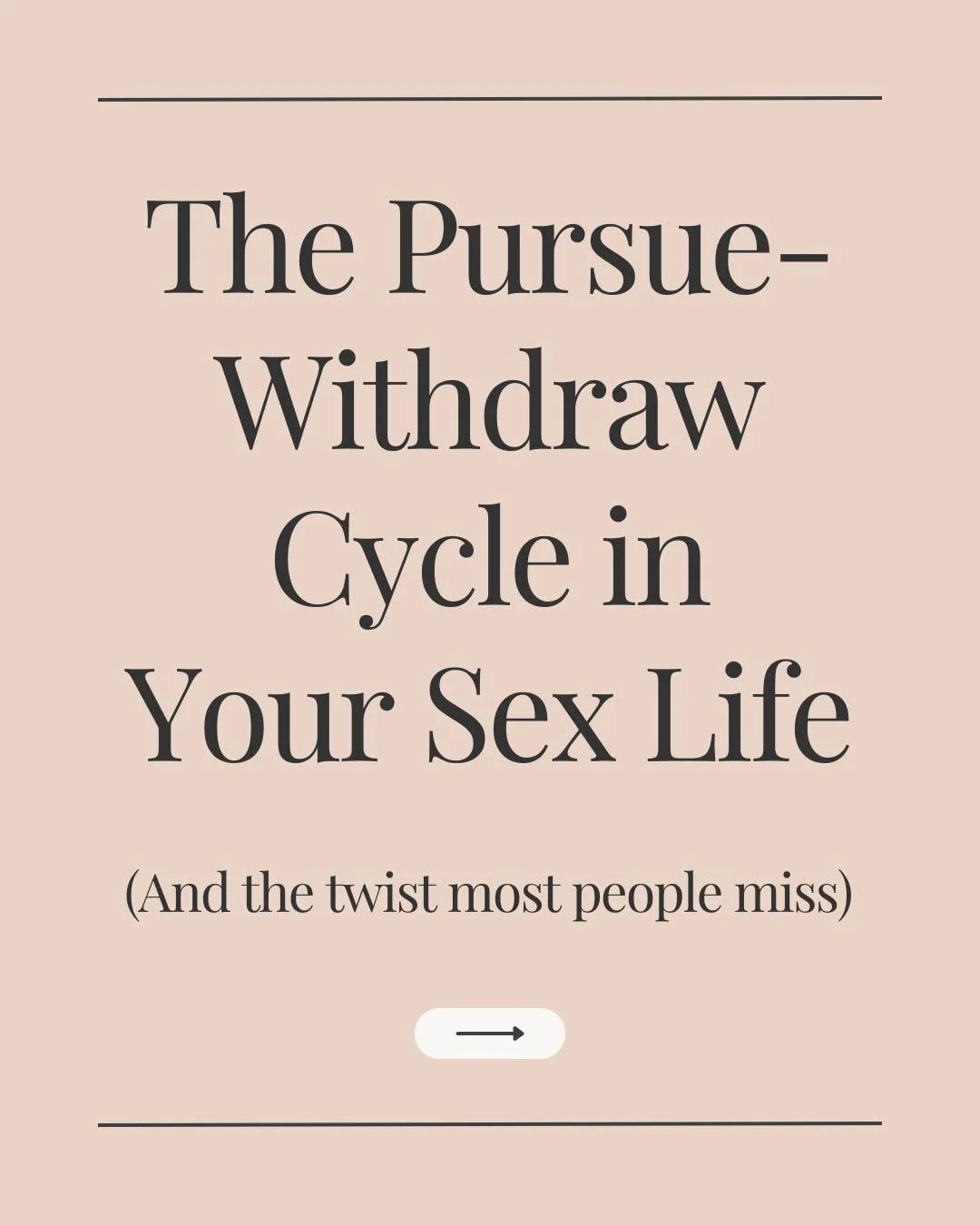 The pursue-withdraw cycle doesn&rsquo;t disappear in the bedroom.

Sometimes the partner seeking emotional closeness withdraws s.exually, while the partner who avoids vulnerability reaches for s.ex as their safest form of connection.

Understanding t