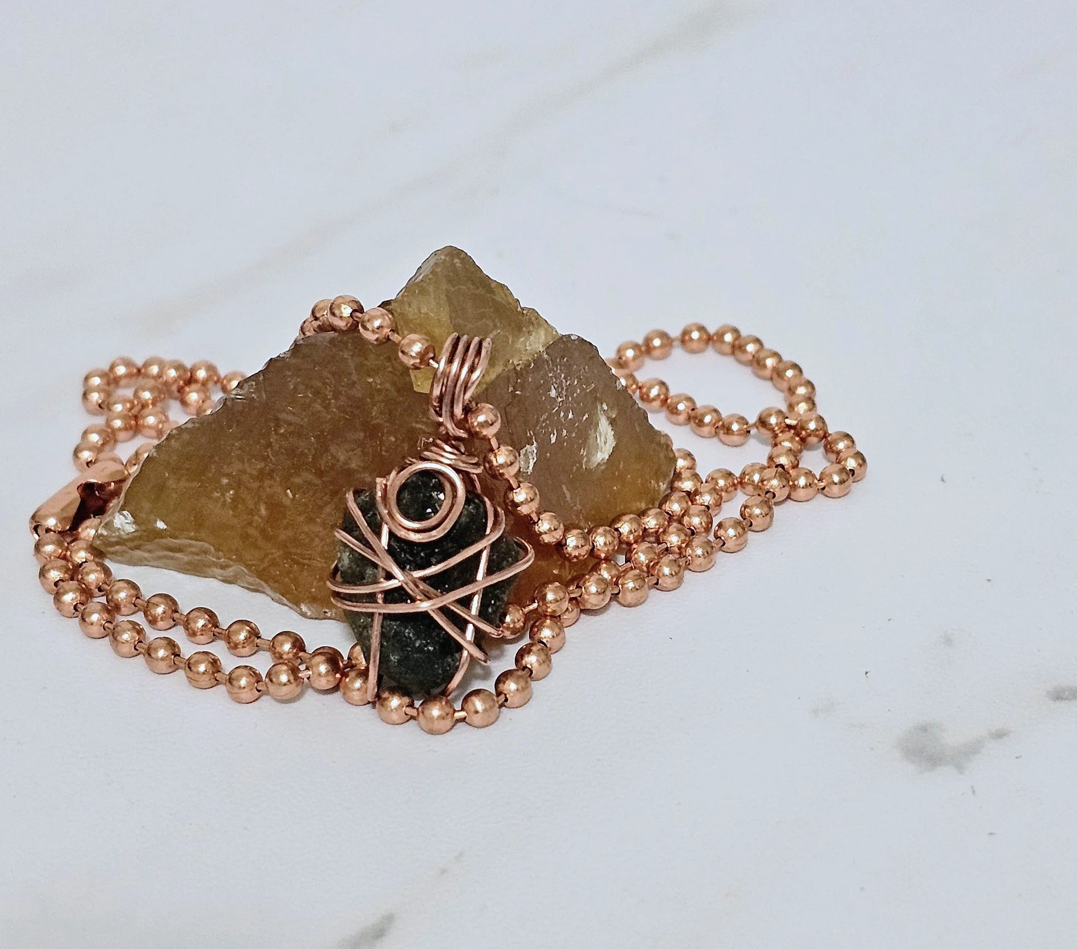 Moldavite Copper necklace and charm only