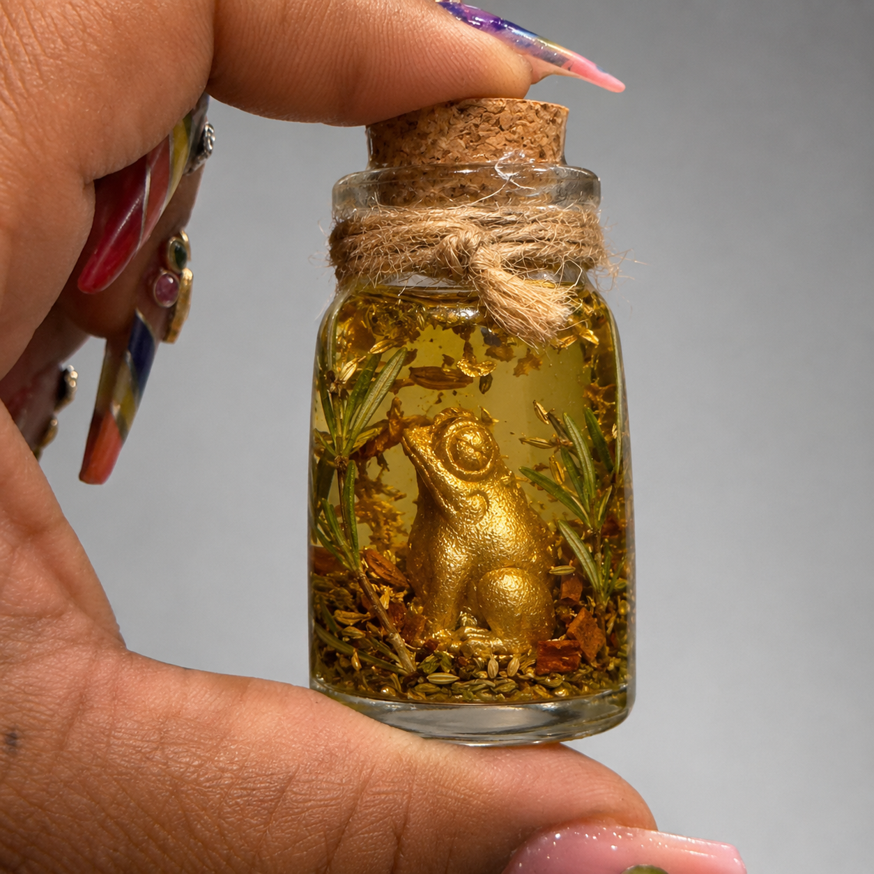 Mini Golden Frog Abundance & Favor Oil Jar