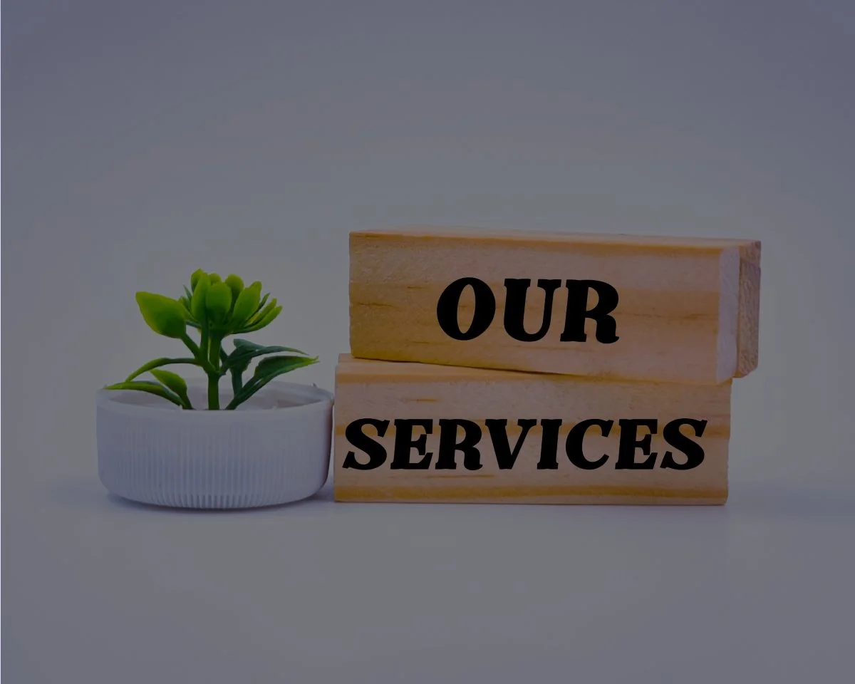 "Our services" written over wooden blocks