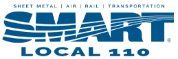 SMART Local 110 logo with text 'Sheet Metal, Air, Rail, Transportation'