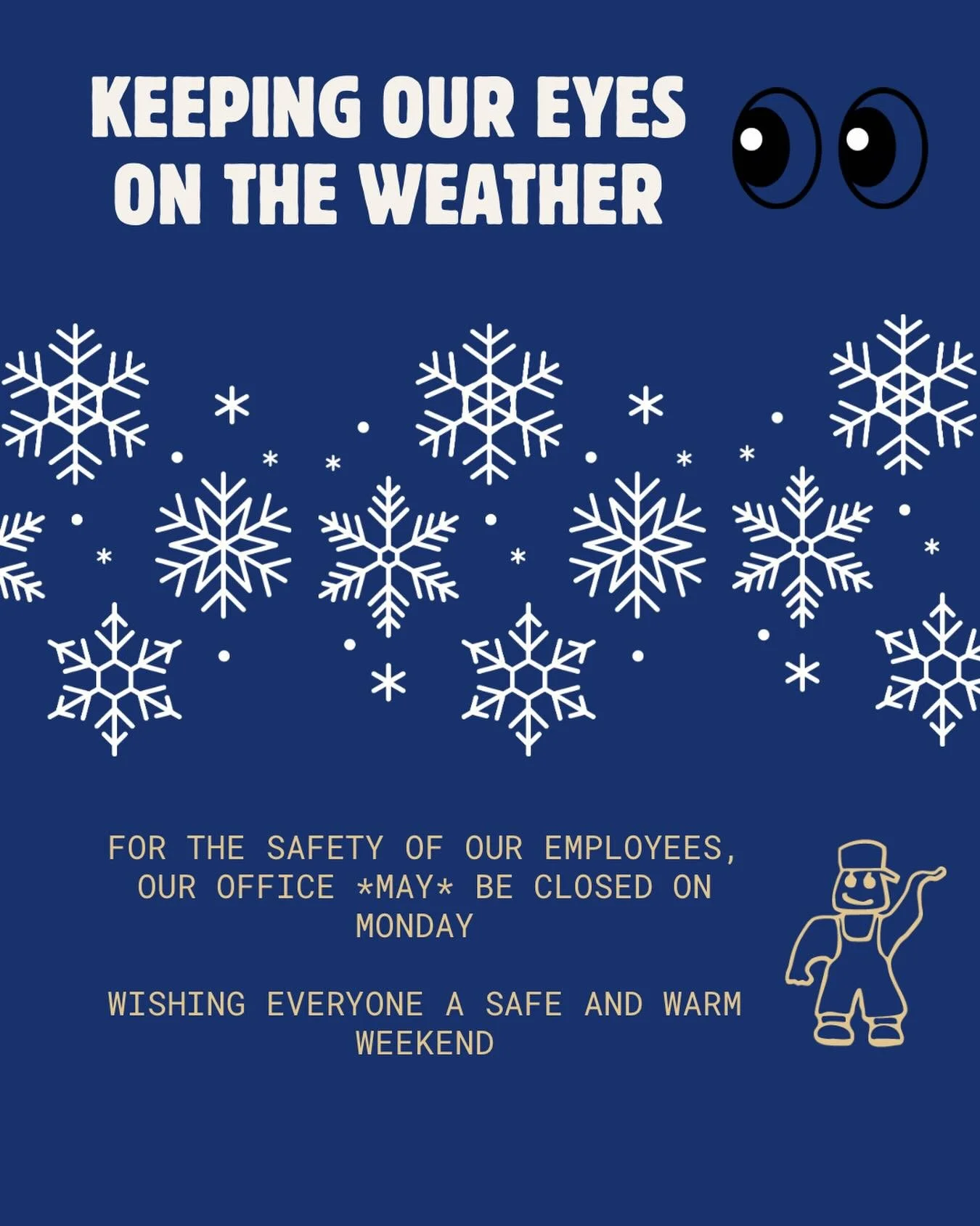 I&rsquo;m not sure if we are &ldquo;hunkering down&rdquo; or &ldquo;gearing up&rdquo; for the possible ice storm this weekend, but regardless - we ARE keeping our eyes on the weather and wanted to let our customers know that we *may* have to close fo