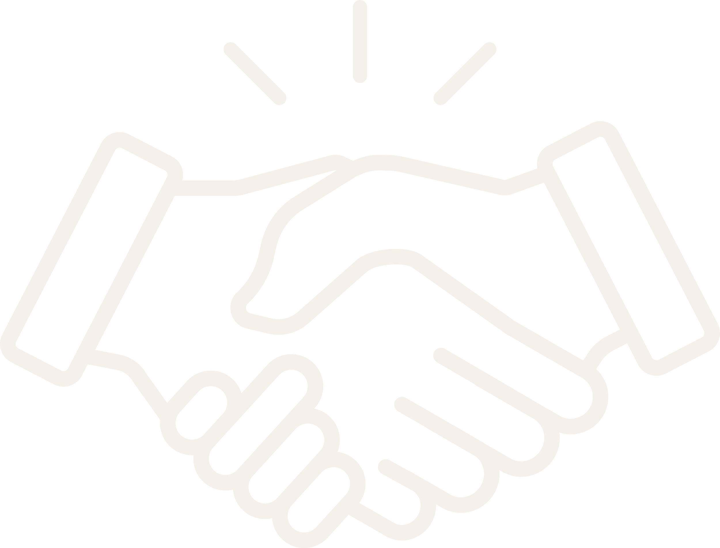 Line drawing of two hands shaking with lines radiating from the top, symbolizing agreement or partnership.