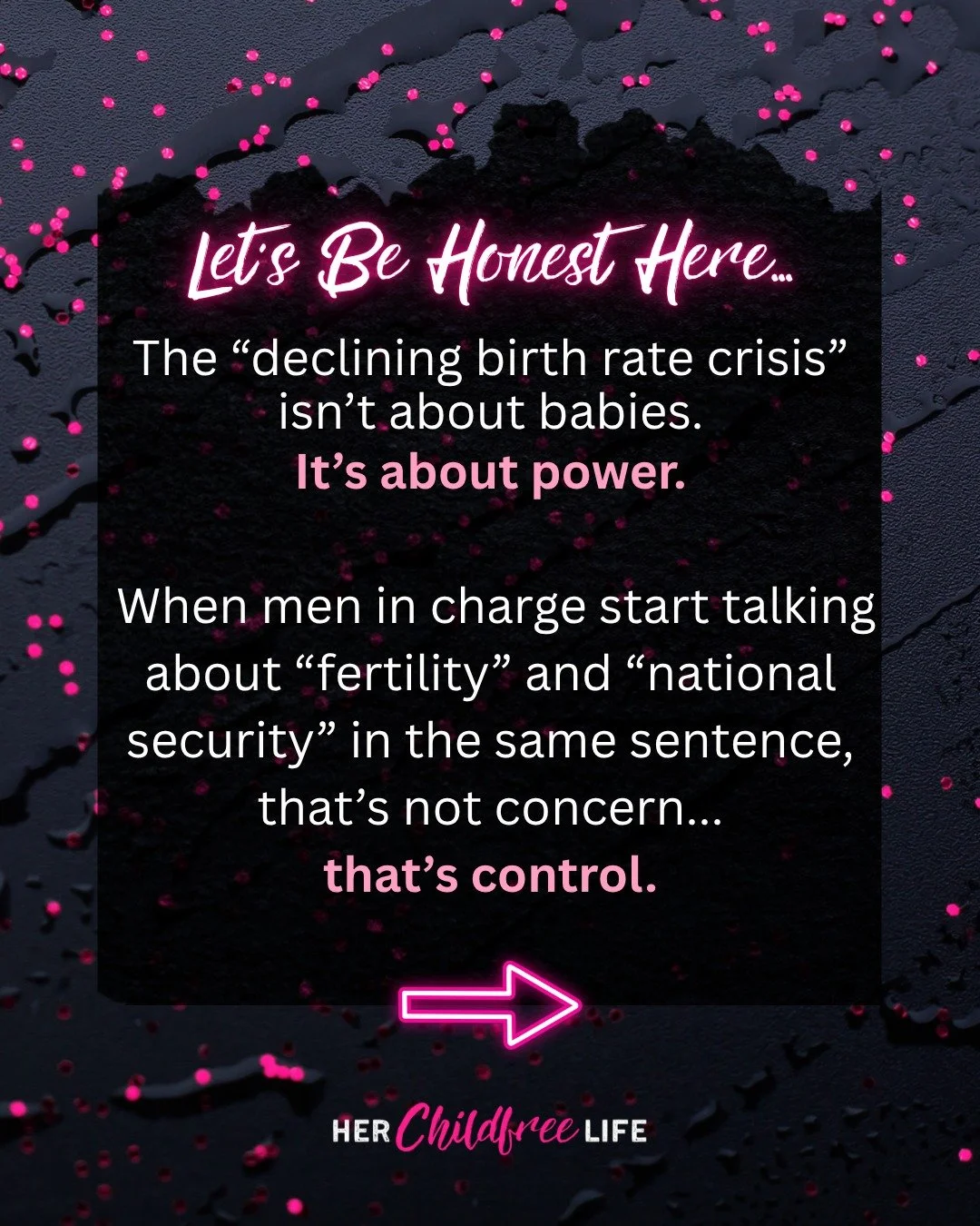 They keep calling it a &ldquo;declining birthrate crisis.&rdquo;
But let&rsquo;s be real &mdash; the only thing in crisis is their control.

Women aren&rsquo;t confused, broken, or selfish. We&rsquo;re looking at a system that&rsquo;s unlivable &mdas