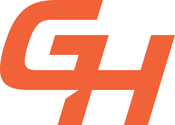 Grantham Group  GH logo with bold black and orange lettering.