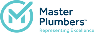 Master Plumbers logo with a checkmark inside a circle and the text 'Master Plumbers Representing Excellence'