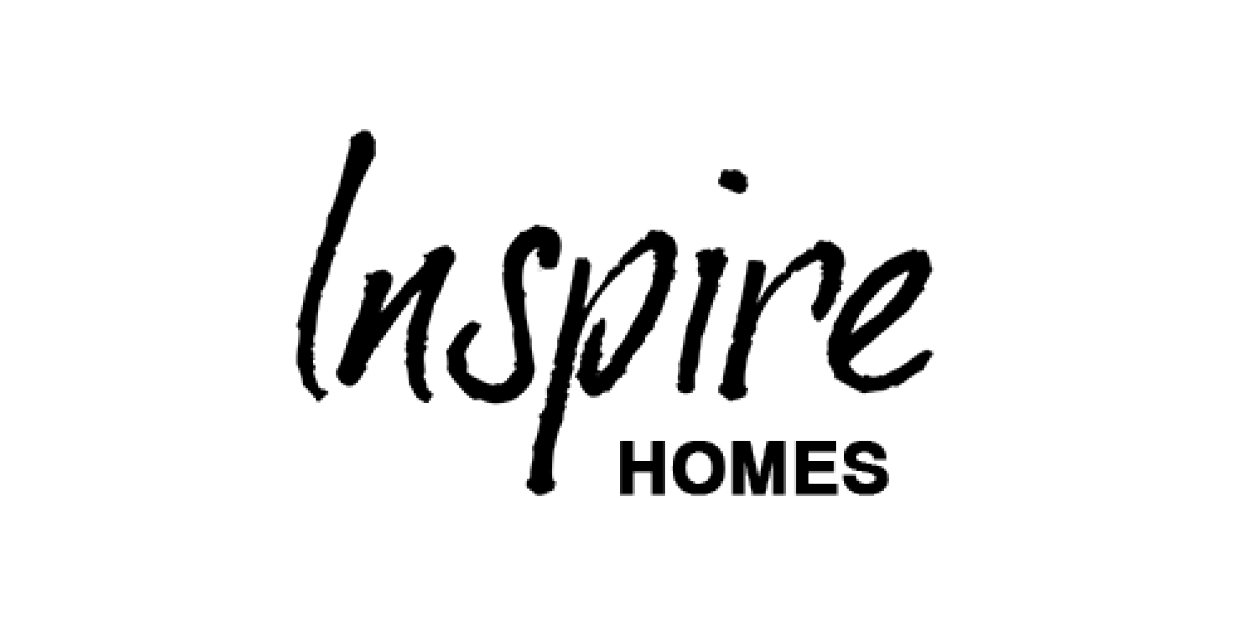 The logo for 'Inspire Homes' featuring the word 'inspire' in cursive and 'HOMES' in uppercase block letters.