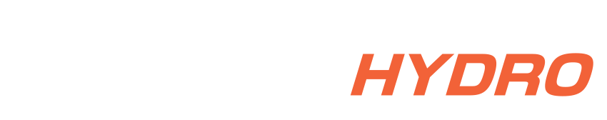 Logo of Grantham Hydro in white and orange text on a black background.