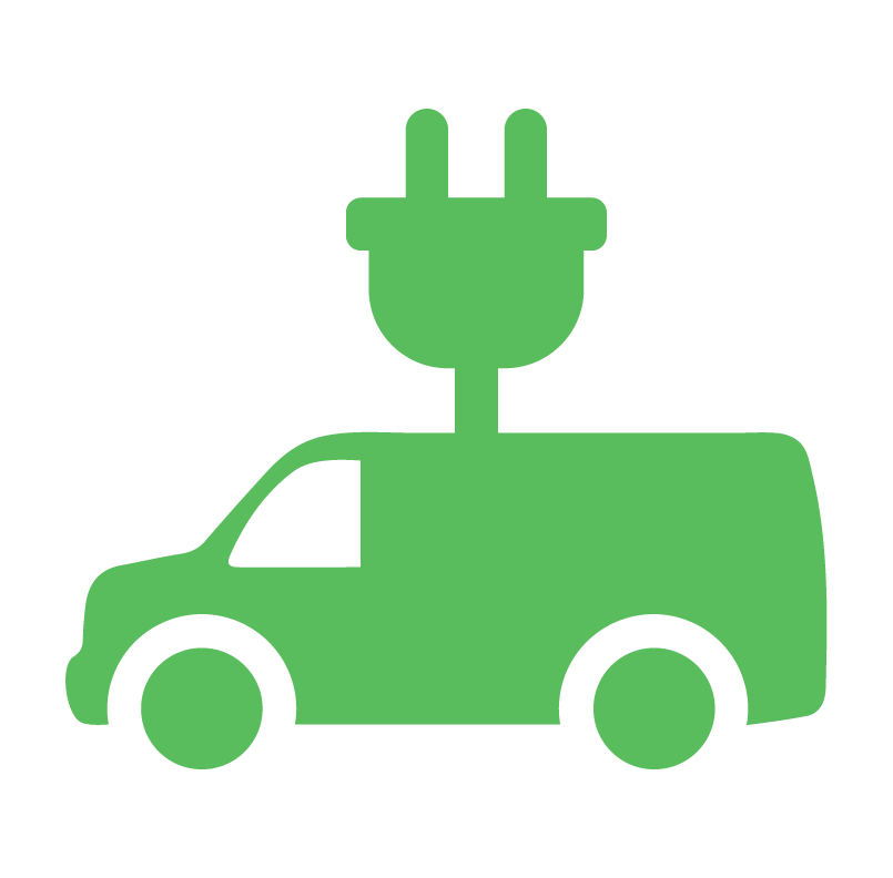 Grantham Group Green electric vehicle with a power plug on top, symbolizing an eco-friendly or electric-powered car.