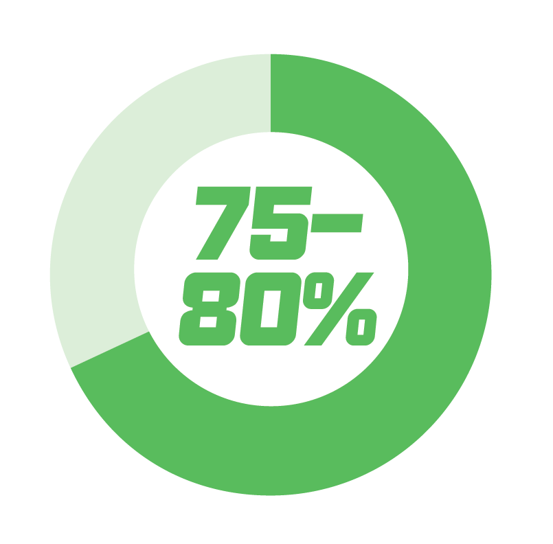 Grantham Group Pie chart showing a range of 75% to 80%. The chart has segments in different shades of green.