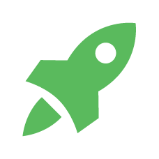 Green and black rocket icon