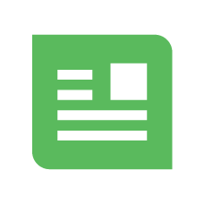 Icon of a green newspaper with horizontal lines representing text