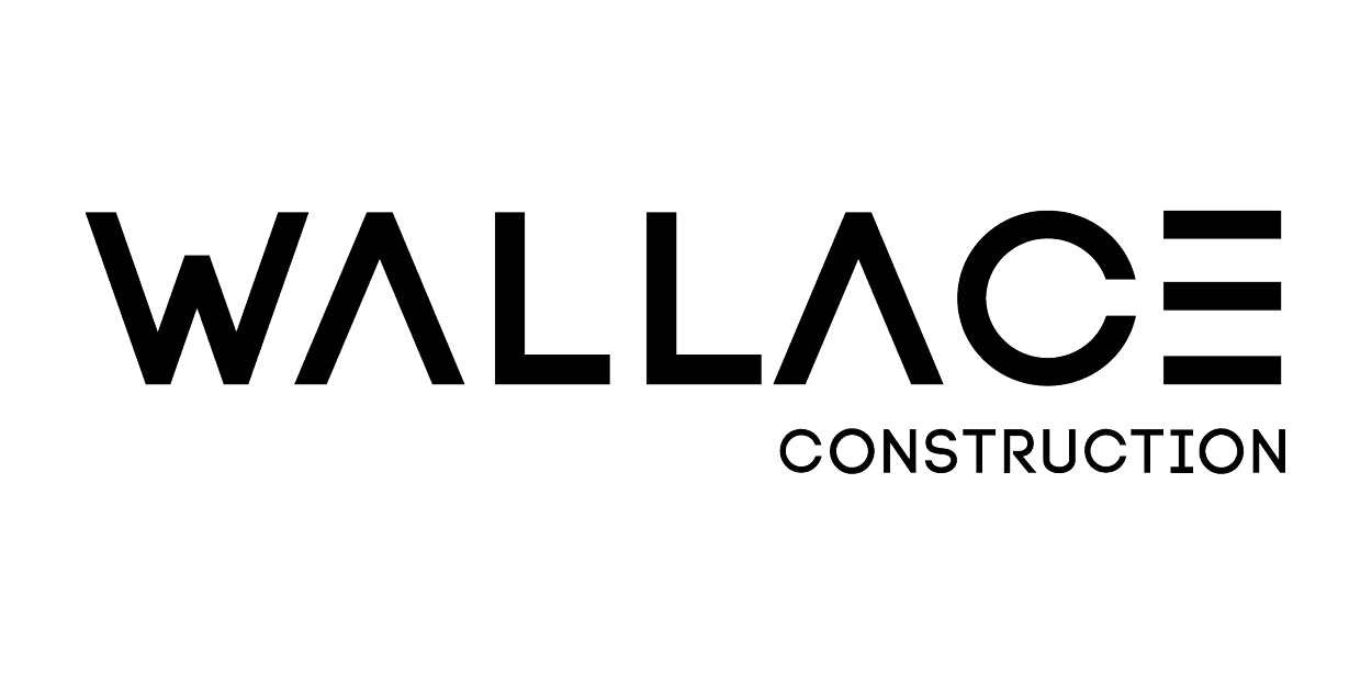 Logo of Wallace Construction in black and white with stylized text.