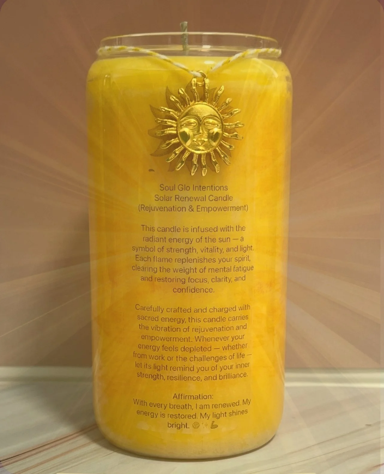 Soul Glo: Solar Renewal Intention Candle (Rejuvenation & Empowerment)