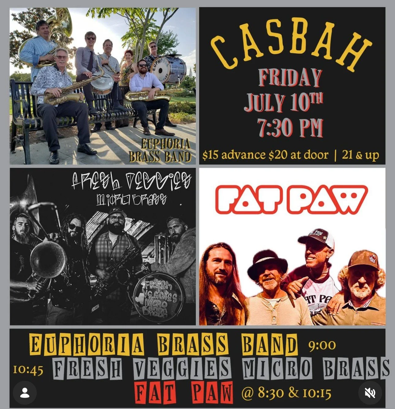 Casbah San Diego with EUPHORIA BRASS BAND and FRESH VEGGIES