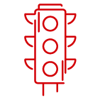 A red traffic light illustration.