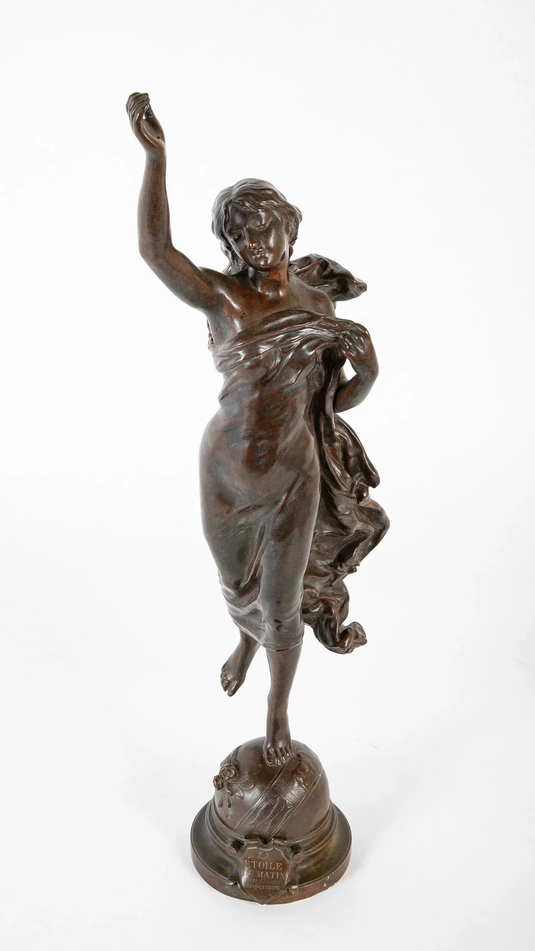 "L'Etoile du Matin" 19th century bronze sculpture by Adrien Etienne Gaudez (France 1845-1902).  Circa 1875.  22" h x 7" w x 6" d
