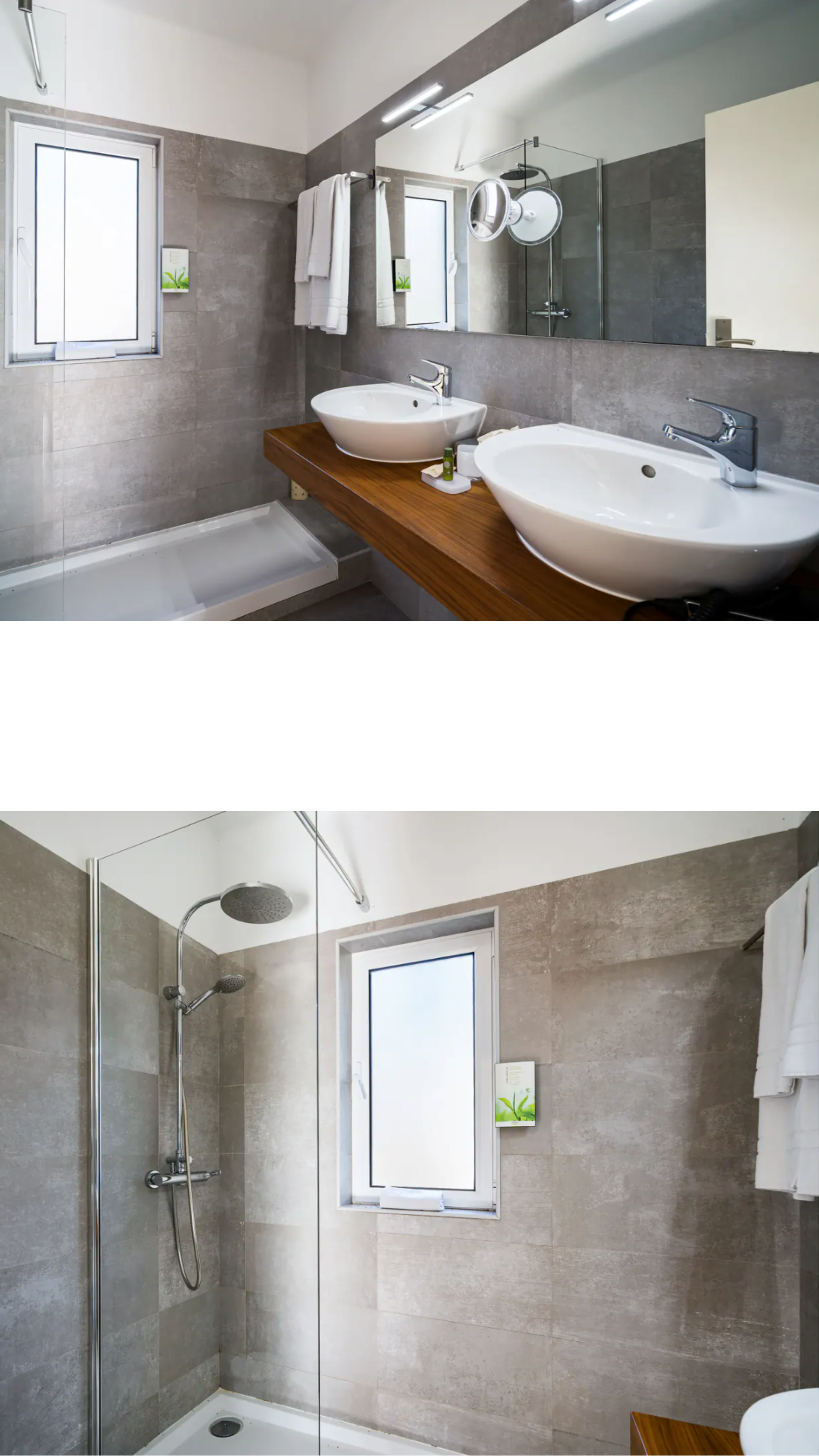 A small, modern home office with a desk, office chair, decorative globe, and window; a butterfly chair with pillows, a potted plant on a woven basket, a world map on the wall, and a round woven rug on gray tile floor.