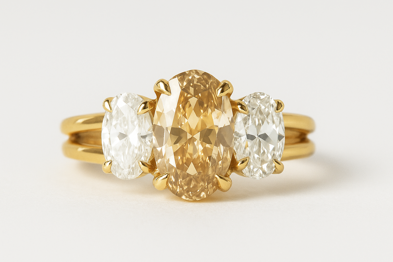 Three Stone Trilogy Oval with Double Dome Setting (Ready Made)