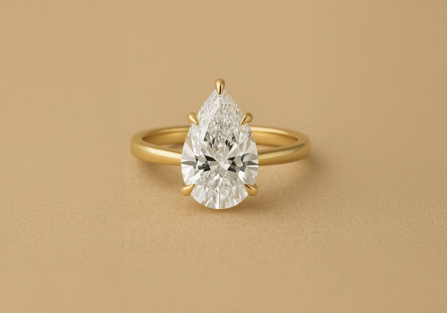 HOLC Classic Tapered Solitaire Setting with Pear Cut Diamond (Ready Made)