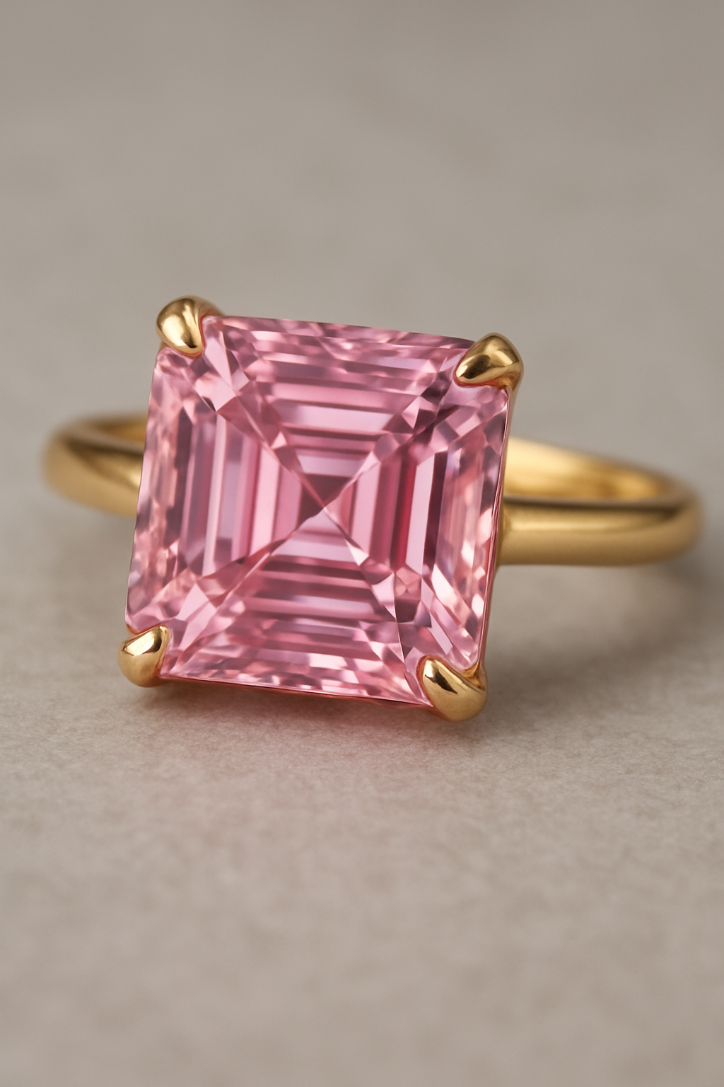 HOLC Classic Solitaire Shown with Fancy Vivid Pink Asscher Cut Diamond (Setting Only)