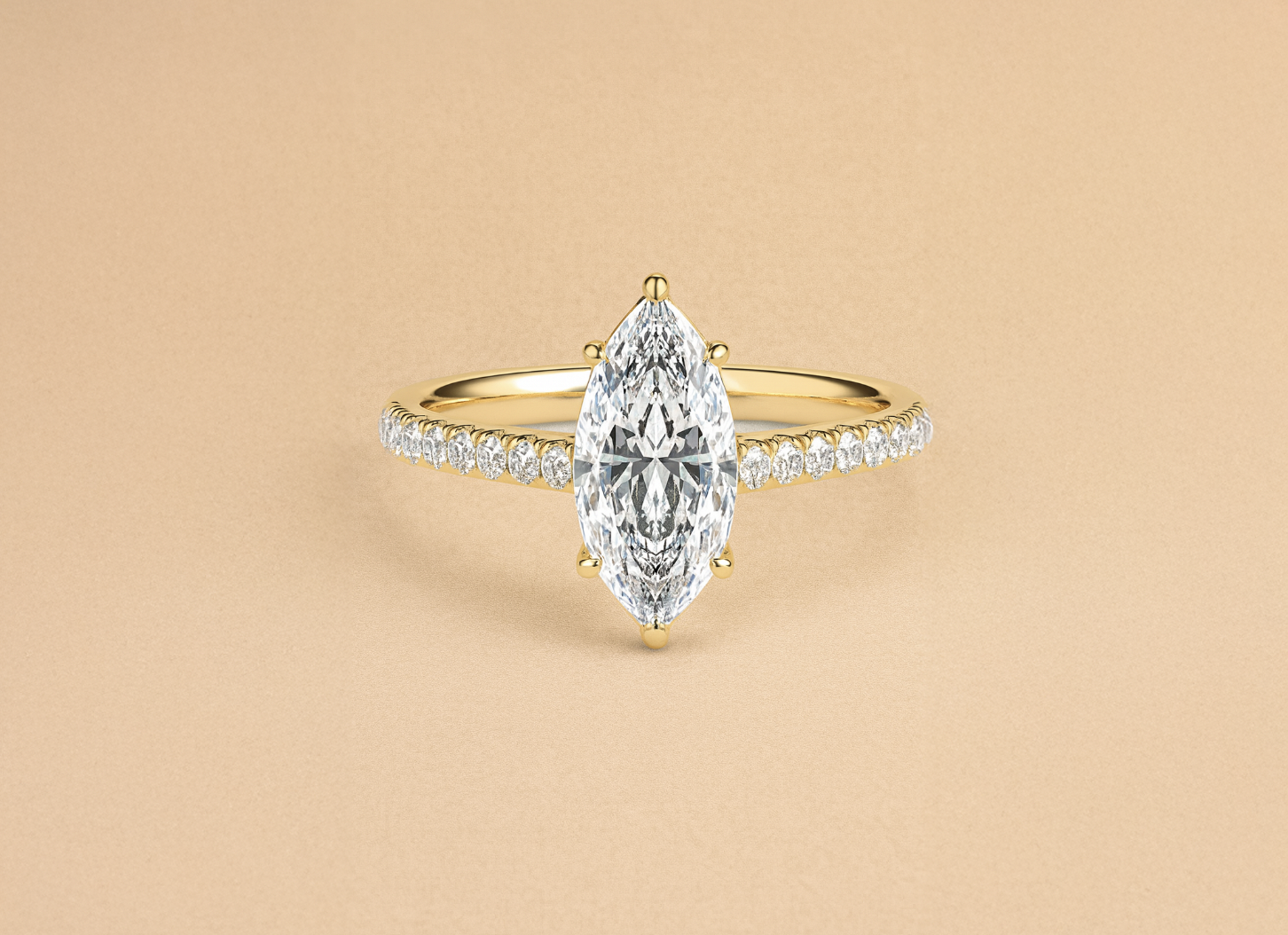 HOLC Classic Cathedral Pavé Solitaire with Marquise Diamond (Ready-Made)