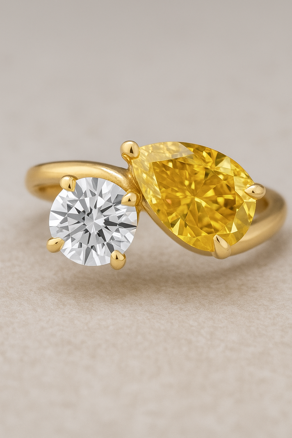 Toi et Moi Brilliant Round and Pear Contour Ring (Setting Only)