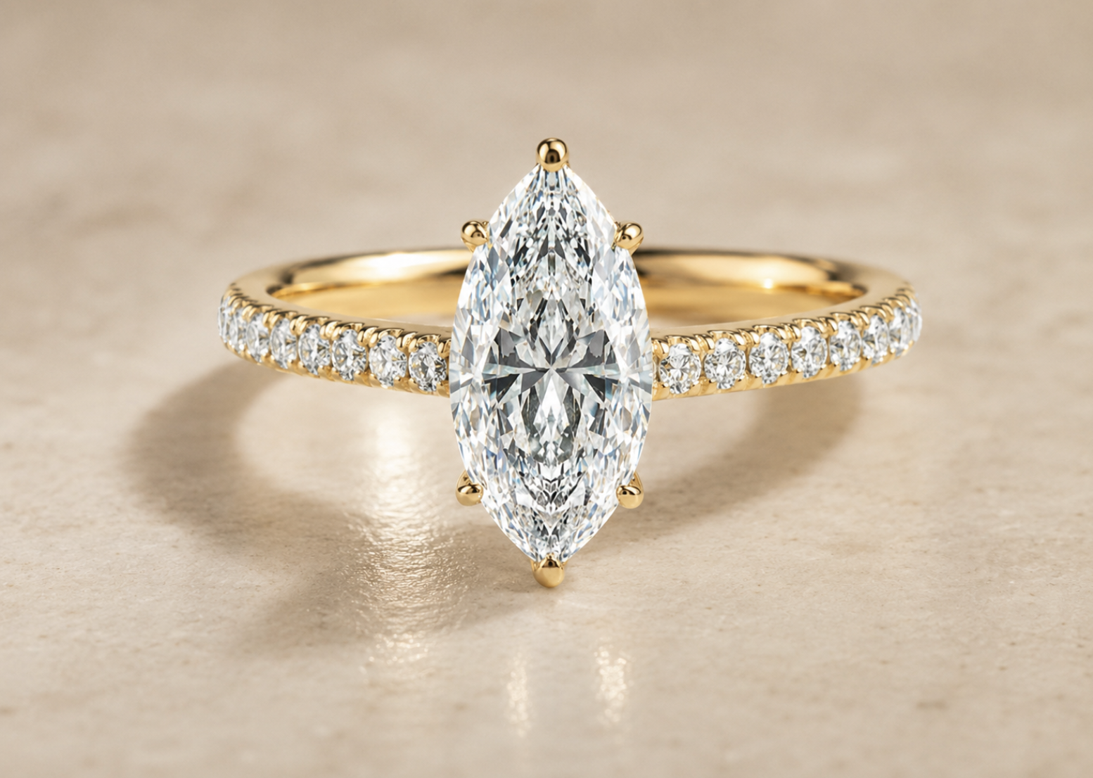 HOLC Classic Cathedral Pavé Solitaire with Marquise Diamond (Ready-Made)