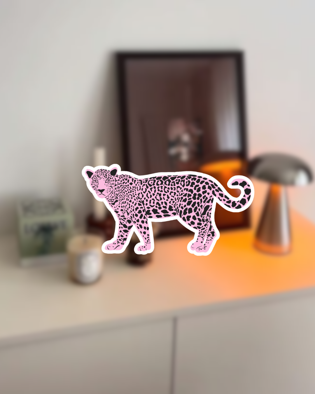 Pink leopard sticker