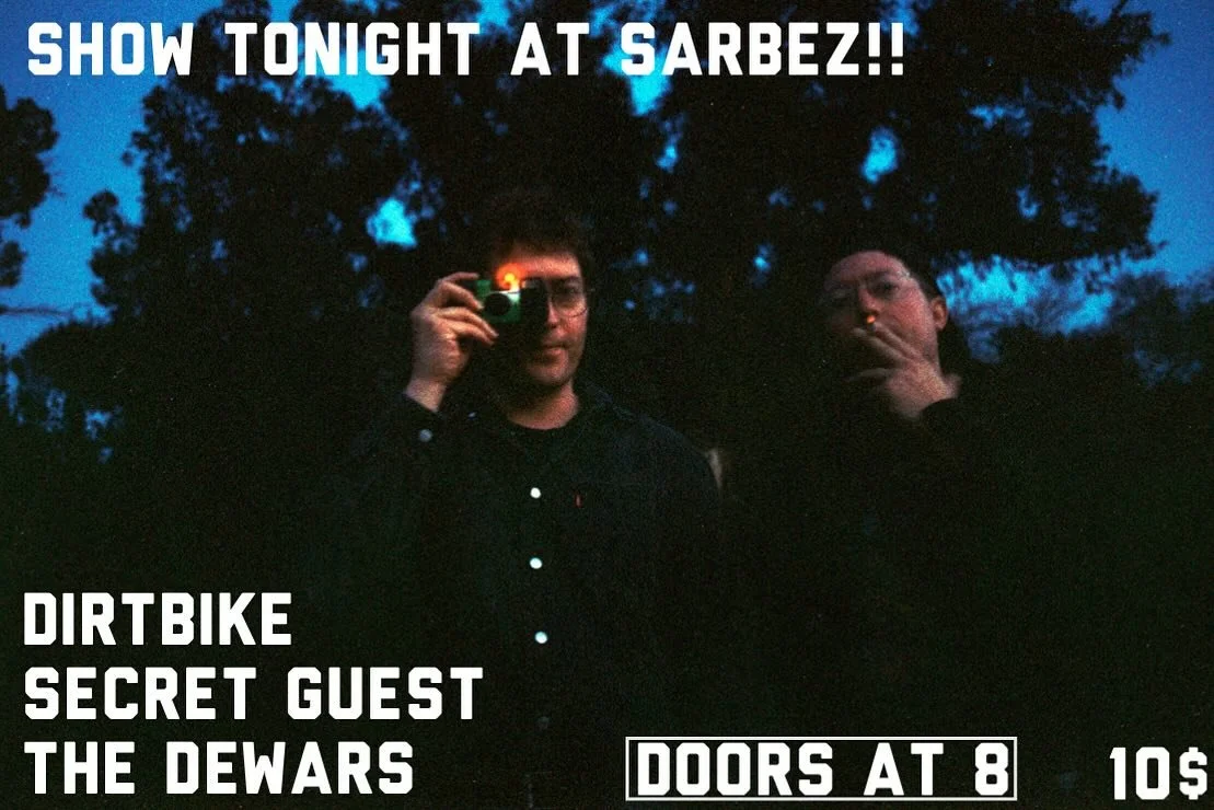 Vibe on down to Sarbez tonight for a midweek concerto. Doors at 8 and we&rsquo;ll be kicking off the night around 9 followed by Orlando&rsquo;s @secretguestband and south Florida&rsquo;s @dirtbikebandofficial !