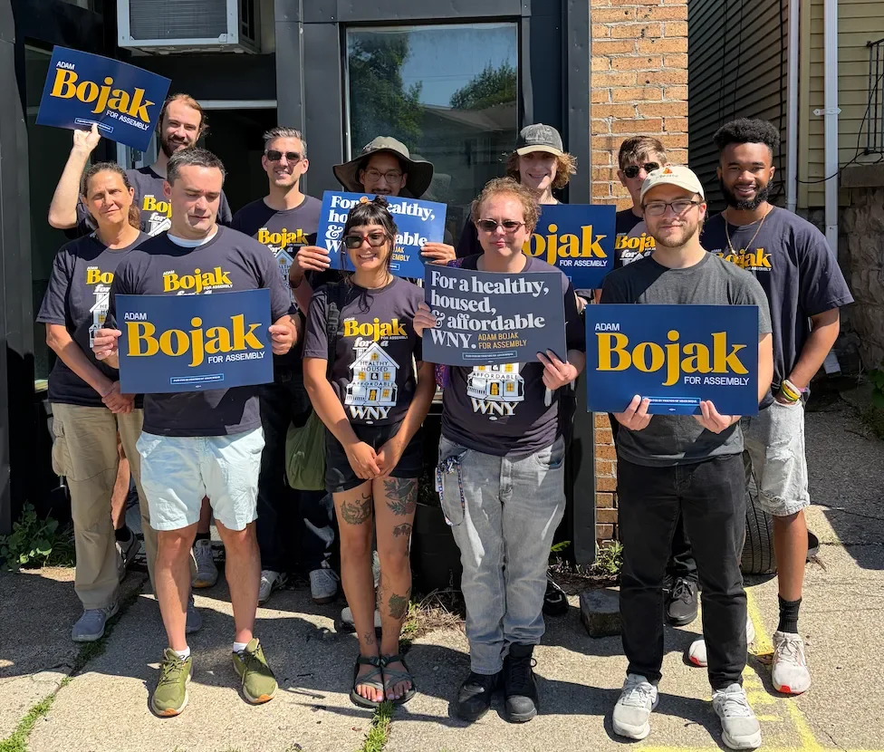 Canvassers outside smiling
