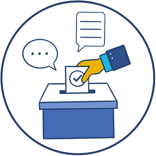 speech bubbles and ballot box - democracy icon.