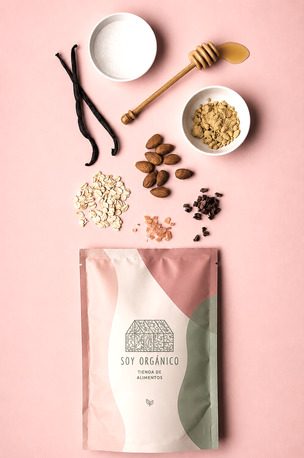 Semillas y superfoods, saludables, cúrcuma, vainilla, sales, listos para consumir