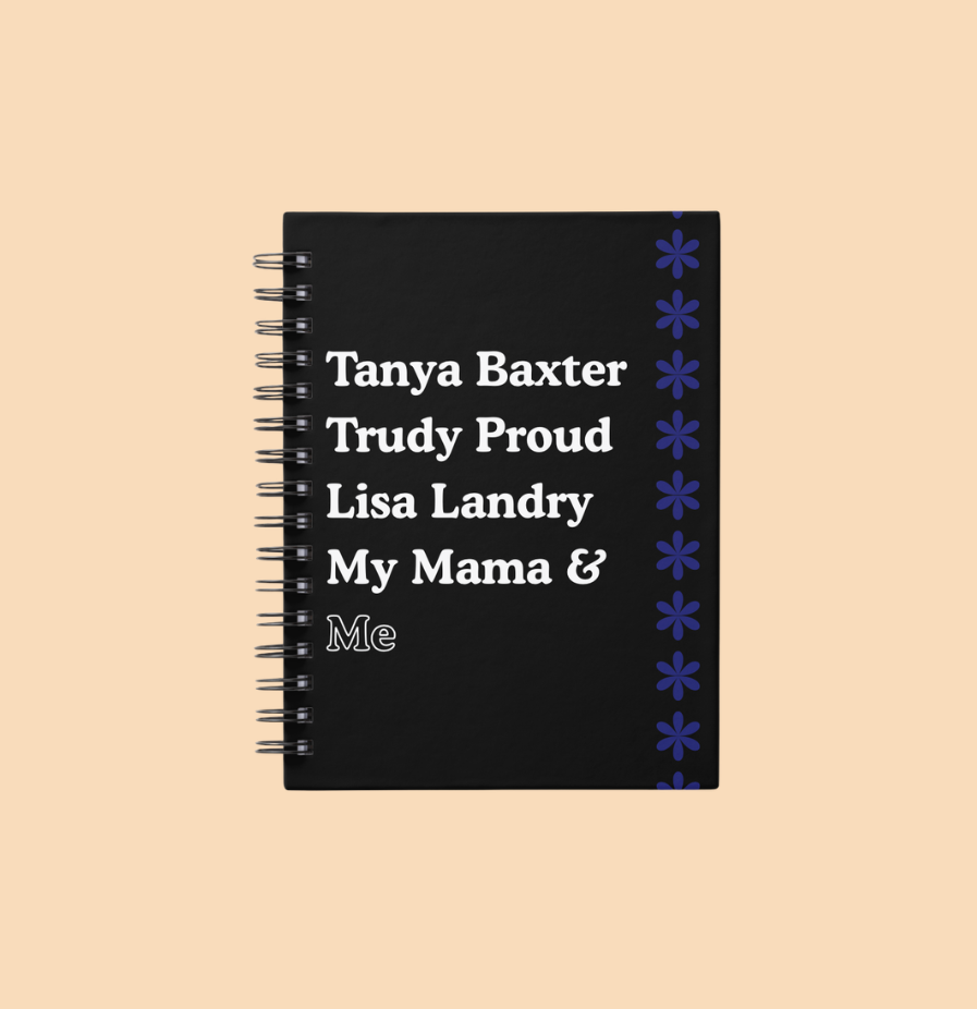 Black journal with iconic Black moms from 2000's sitcoms.