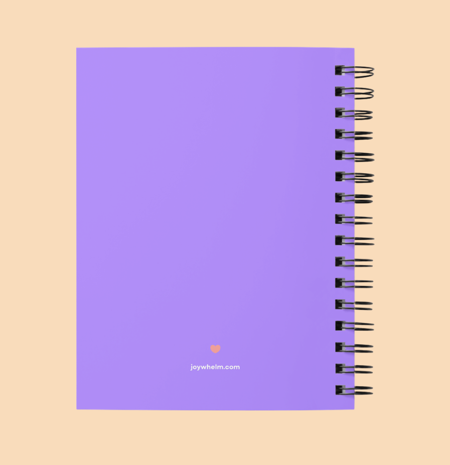 Back of Purple journal with brand name on the bottom.
