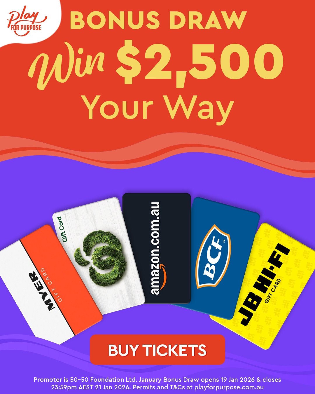 ✨ What if 2026 starts with a win &mdash; for you and for heart research? ✨⁠
Buy a Play For Purpose raffle ticket today or tomorrow and you could:⁠
🚗 Win 2 brand-new cars⁠
💰 Take home $140K in gold⁠
🎉 Go in the $2,500 bonus draw⁠
🎟️ Be entered int