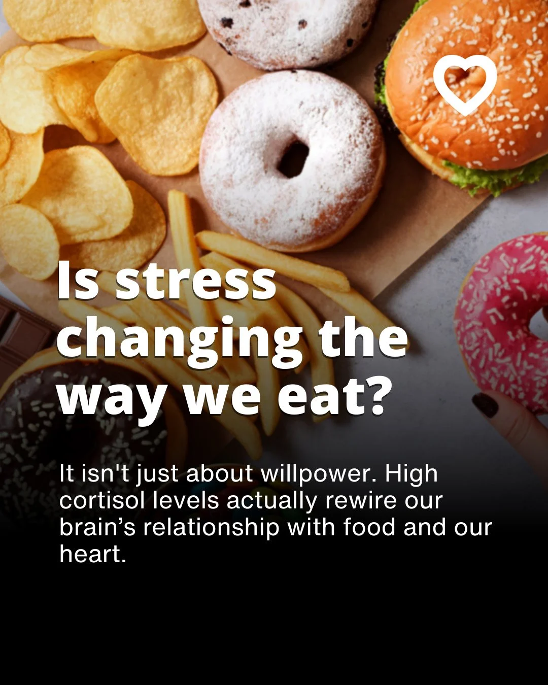 Chronic stress does more than just affect our mood; it quietly reshapes how we eat, store fat and regulate blood sugar.⁠
⁠
Stress drives a cascade of hormonal, neurological and psychological changes that push us toward specific types of food. Cortiso