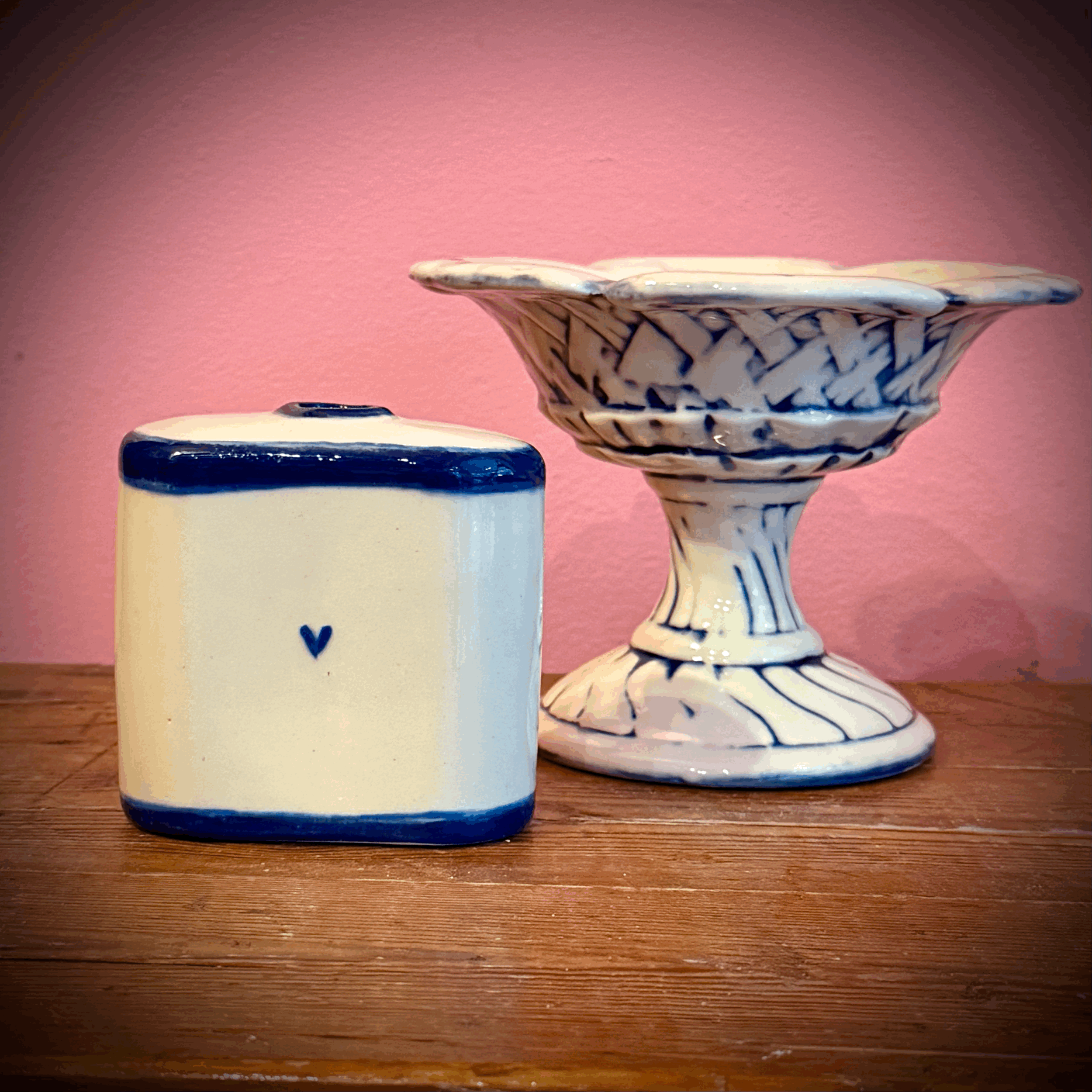 Blue Heart Bowl Small Vase