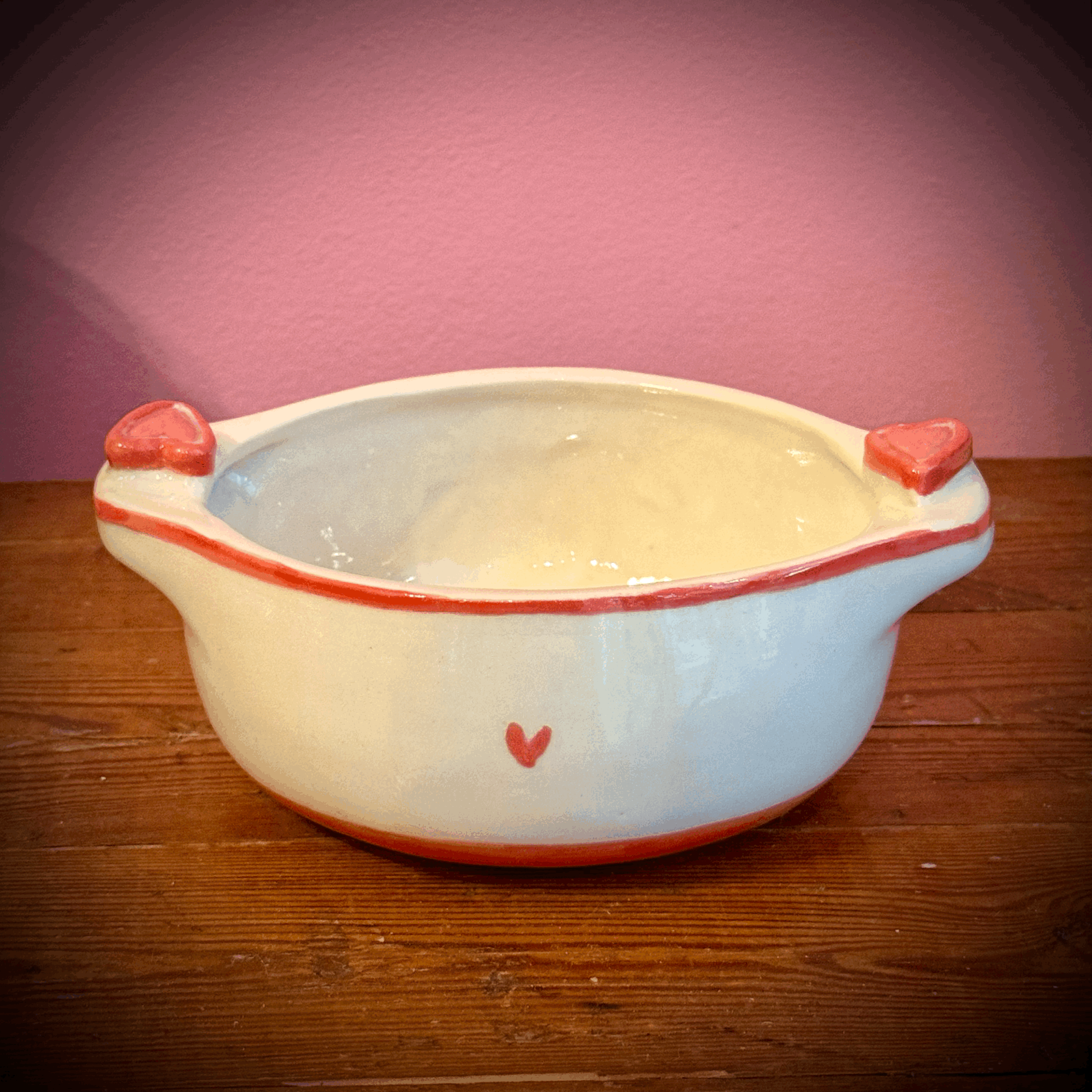 Red Hearts Bowl with Handles