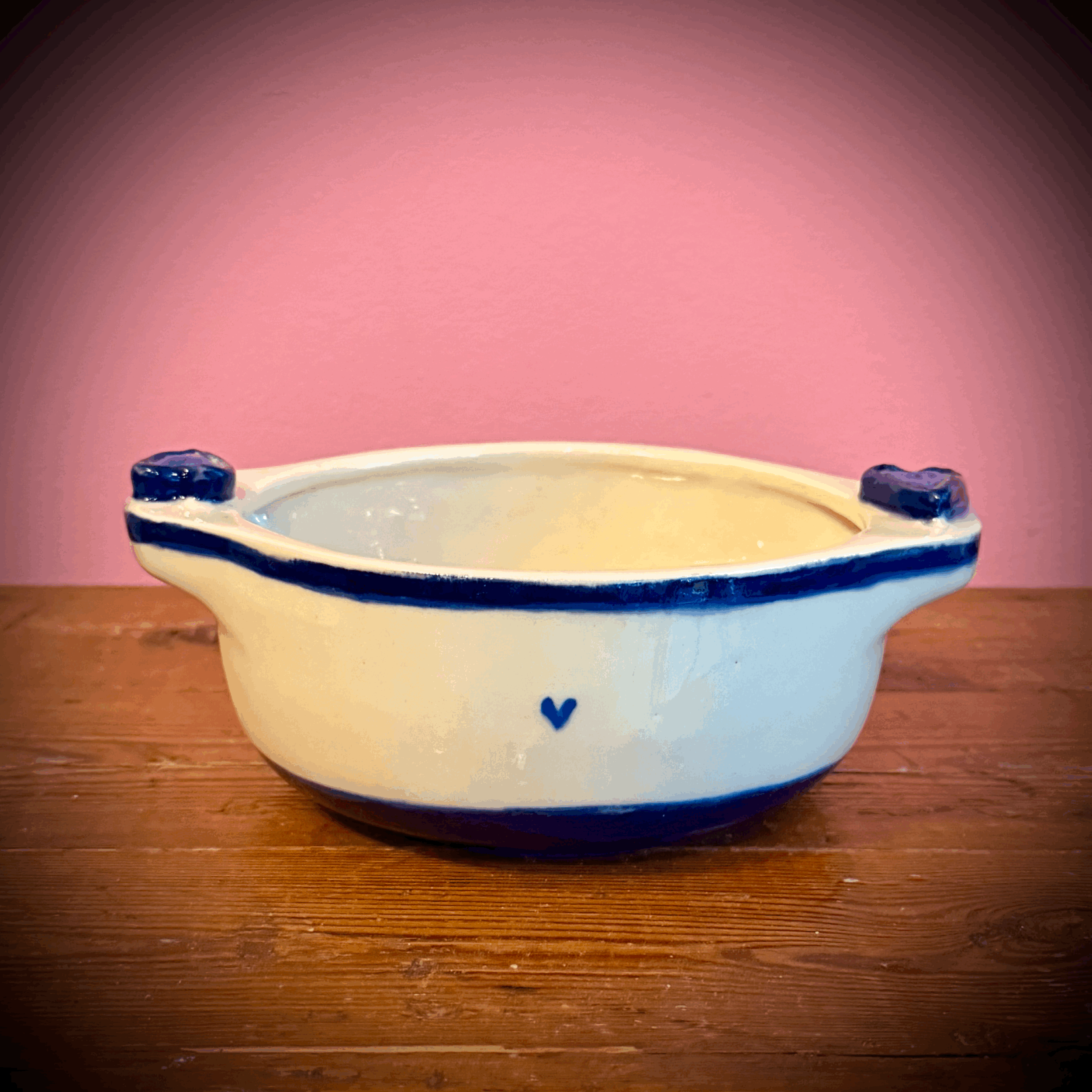 Blue Hearts Bowl with Handles