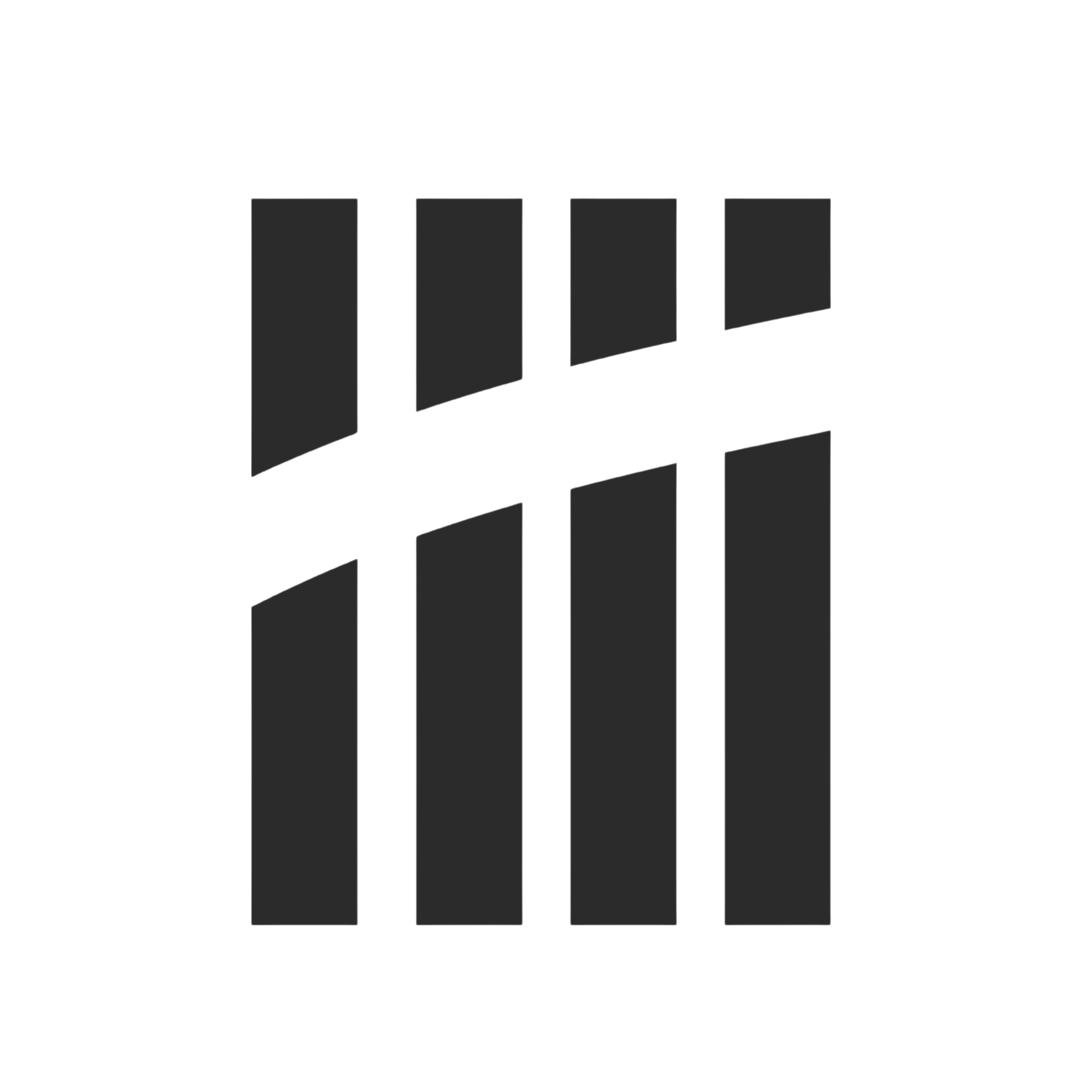 Black background with six upward-moving gray bars in two rows, resembling a bar chart or equalizer.