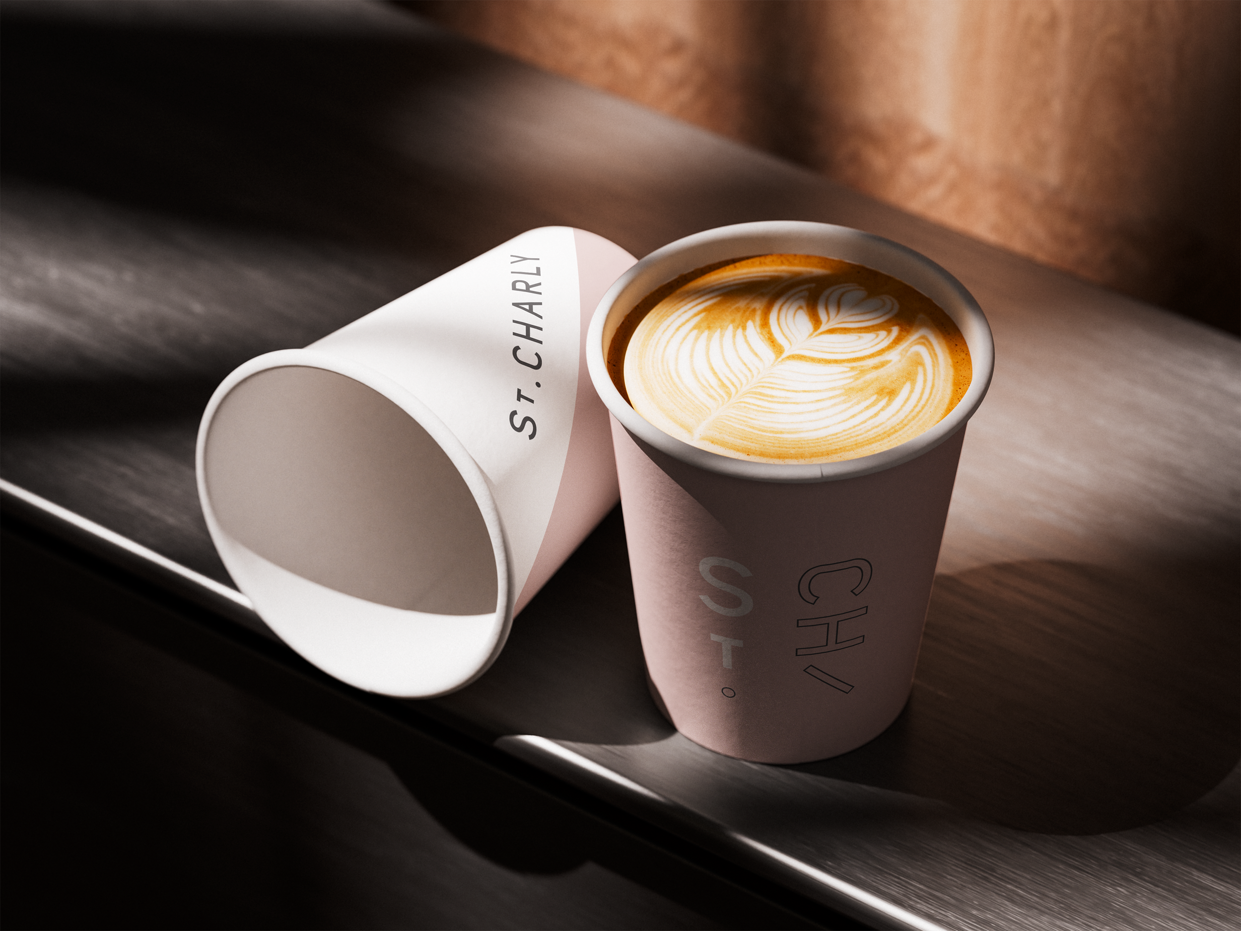Coffee Cup Design Logo Brand and Design for Cafe