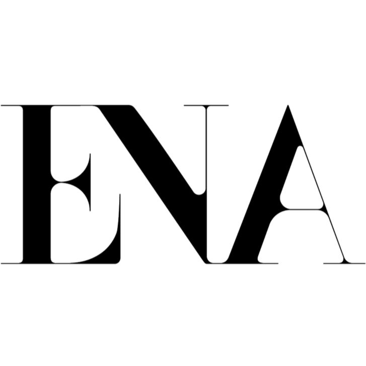 Outline of the letters 'ENA' in a decorative, wireframe style on a black background.