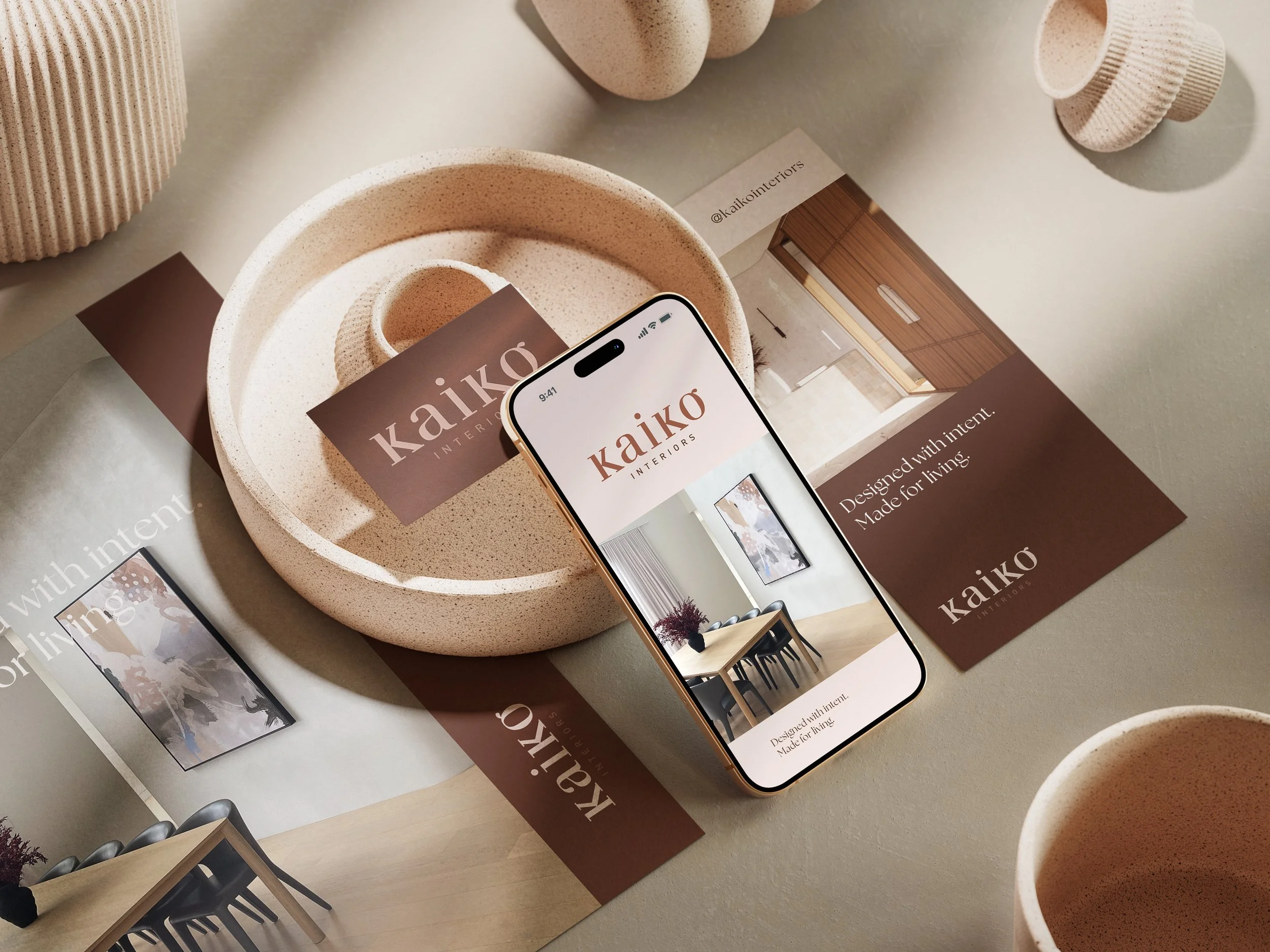 Brand and Stationery for Kaiko Interiors, Lifestyle branding, Interior Design Branding
