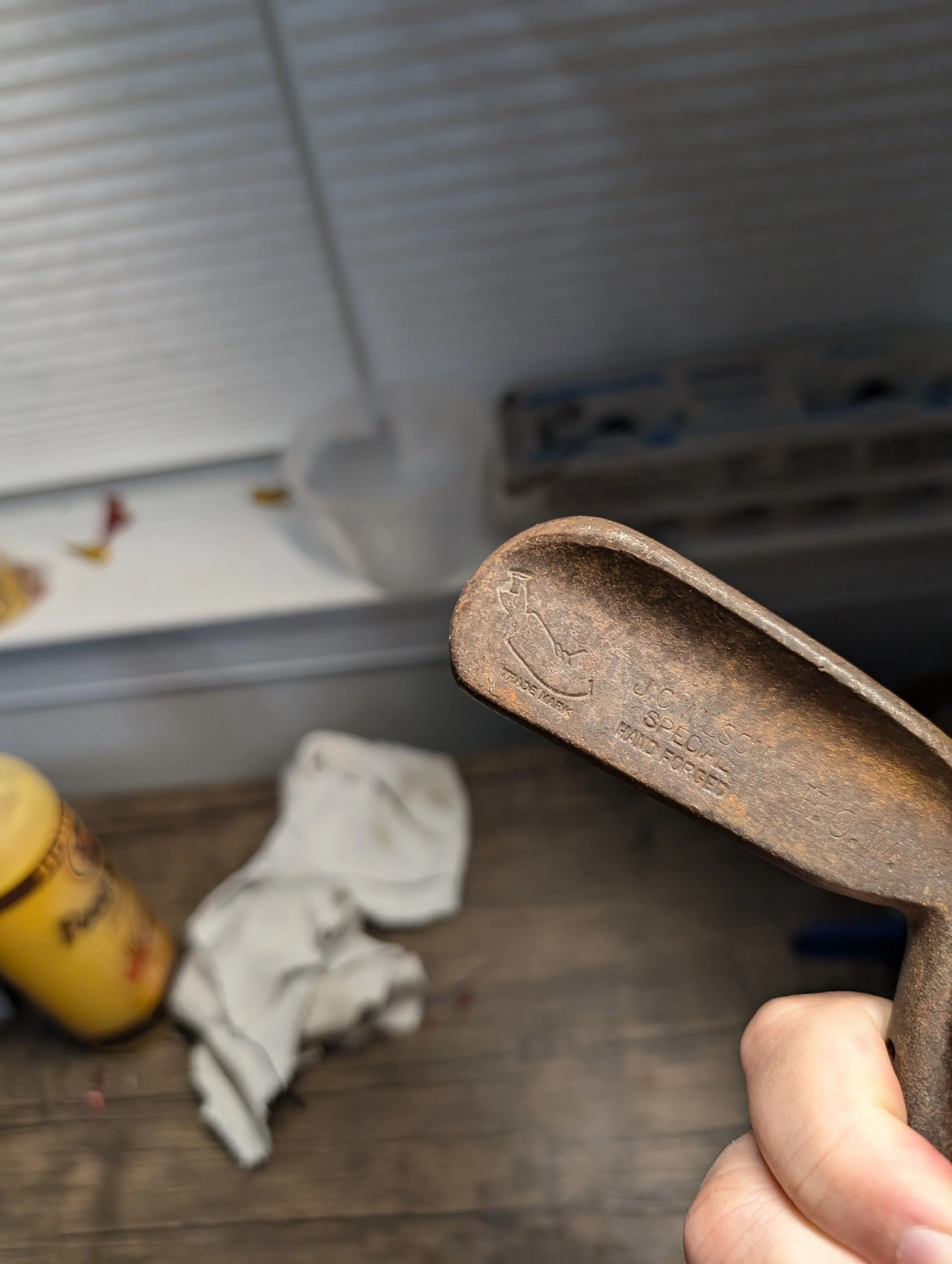 This thing was RUSTY. Took multiple soaks in vinegar to get it down to the clean steel.