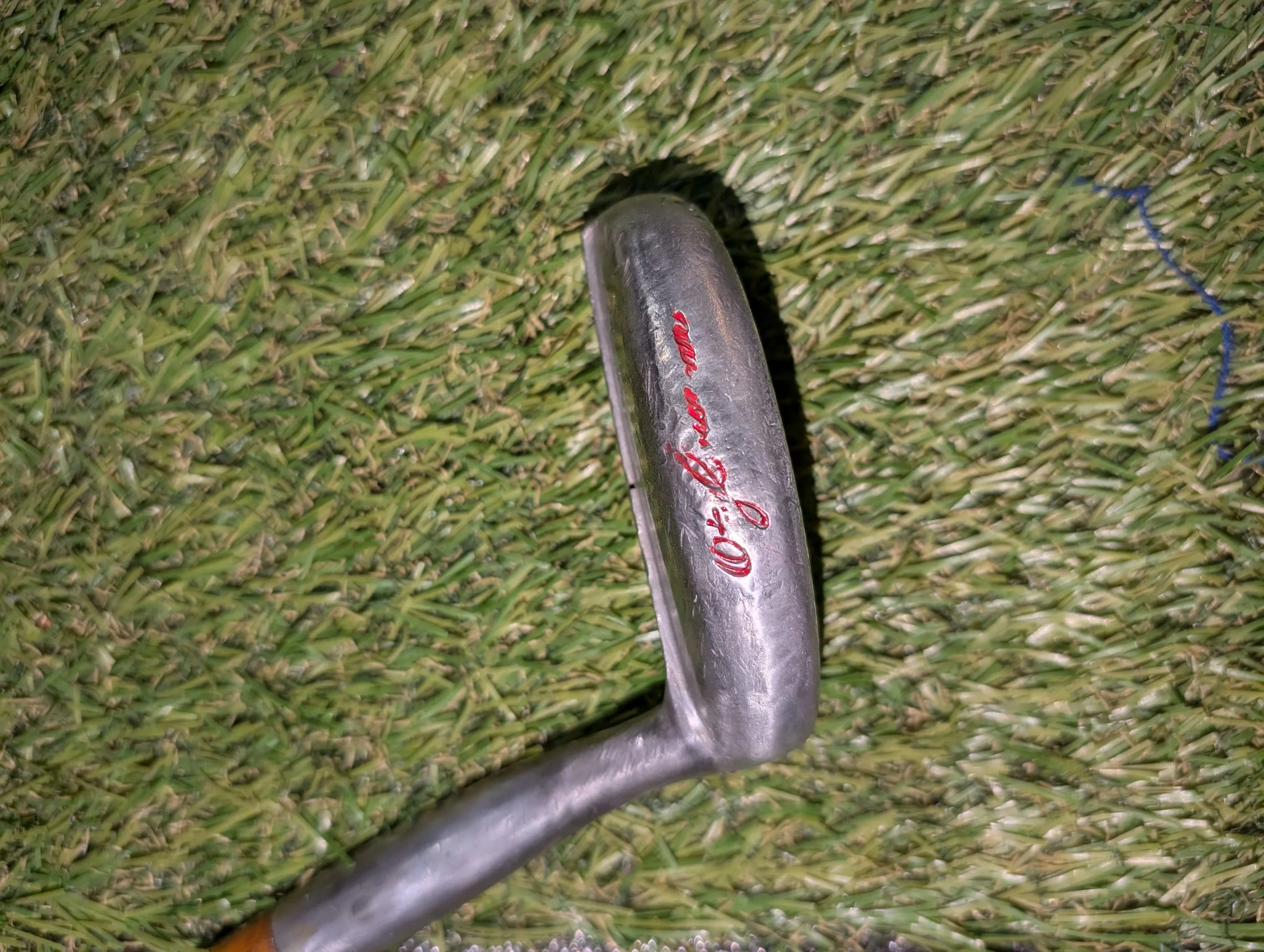 Otey Crisman hickory golf club putter in Alabama Crimson Tide colors